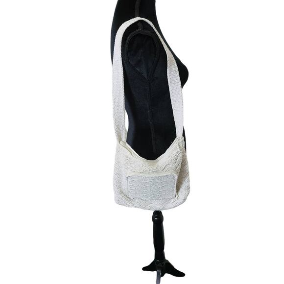 Carlo D'S'anti Knitted White Crochet Cottage Core Cream Purse Bag Beachy Boho - Picture 1 of 14